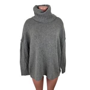 Nili Lotan Oversized Turtleneck Sweater Small Chunky Gray wool cashmere